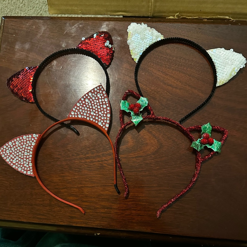 Festive Cat Ear Headbands with Sequins